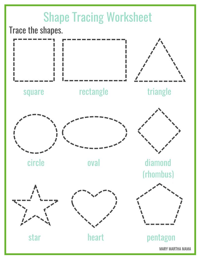 Shapes Worksheets For Preschool [free Printables] â Mary Martha Mama